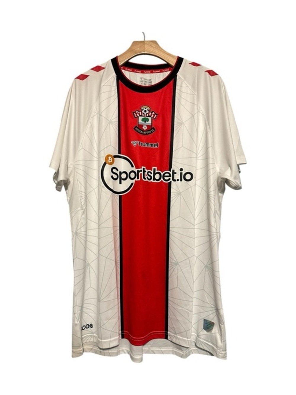 Hummel Mens Size XL White Red Southampton Away 2022 - 2023 Football Soccer Shirt